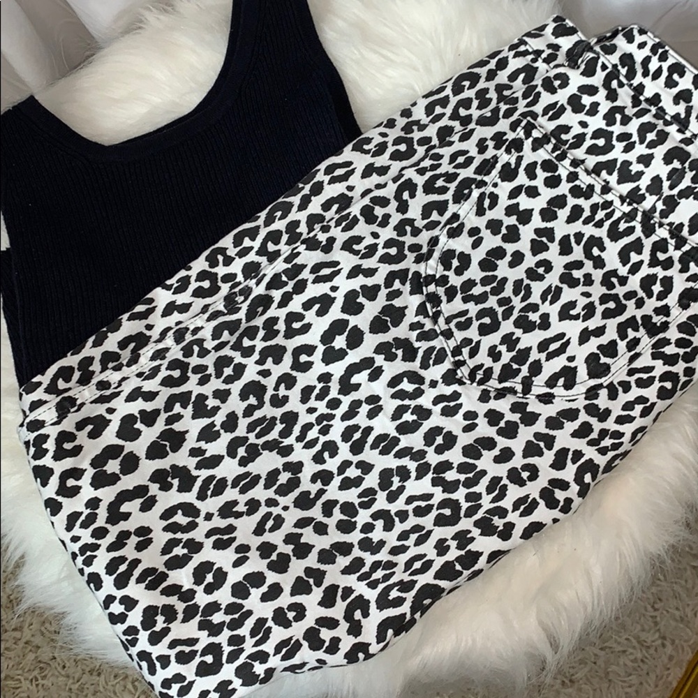High Waisted Black and White Leopard Pants